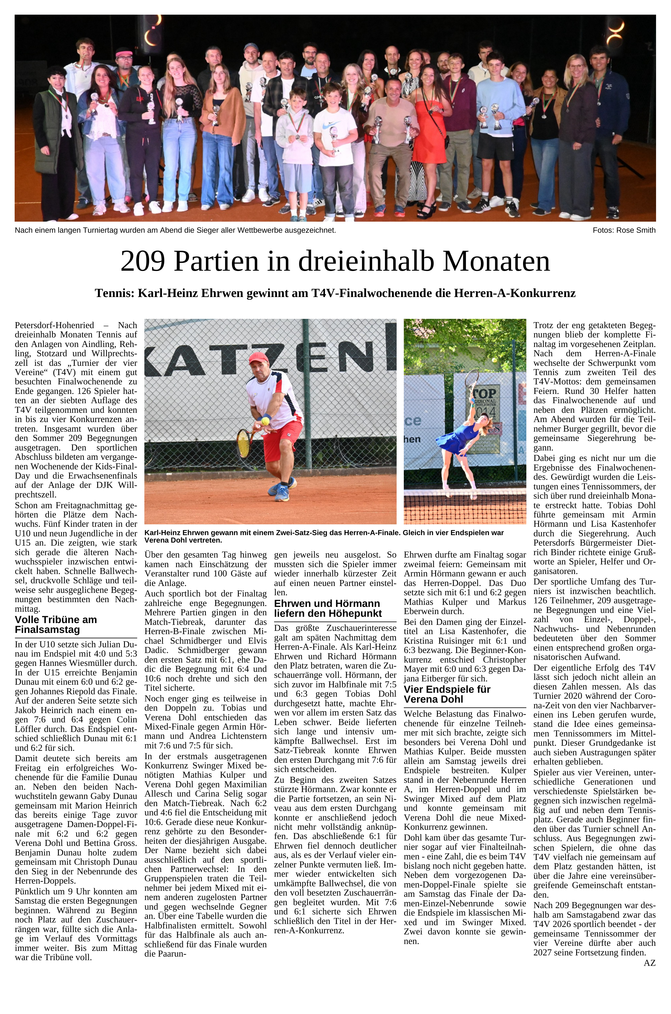 Zeitungsartikel: 209 Partien in dreieinhalb Monaten
